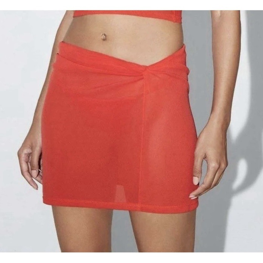 NWT Khy by Kylie Jenner Mesh Twist Mini Skirt Sz L Swim Cover Up Feminine $75